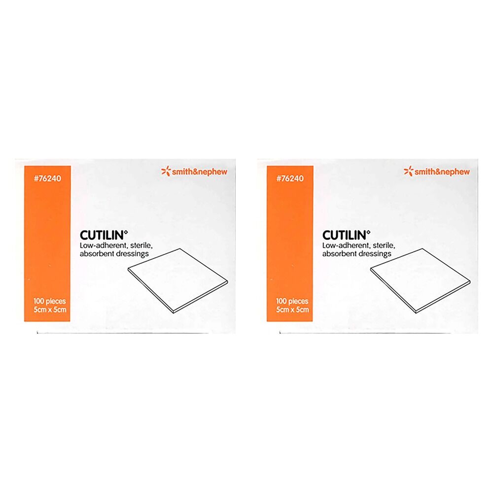 Cutilin Low Adherent Wound Pad 5cm x 5cm 100 Pack Bundle of 2