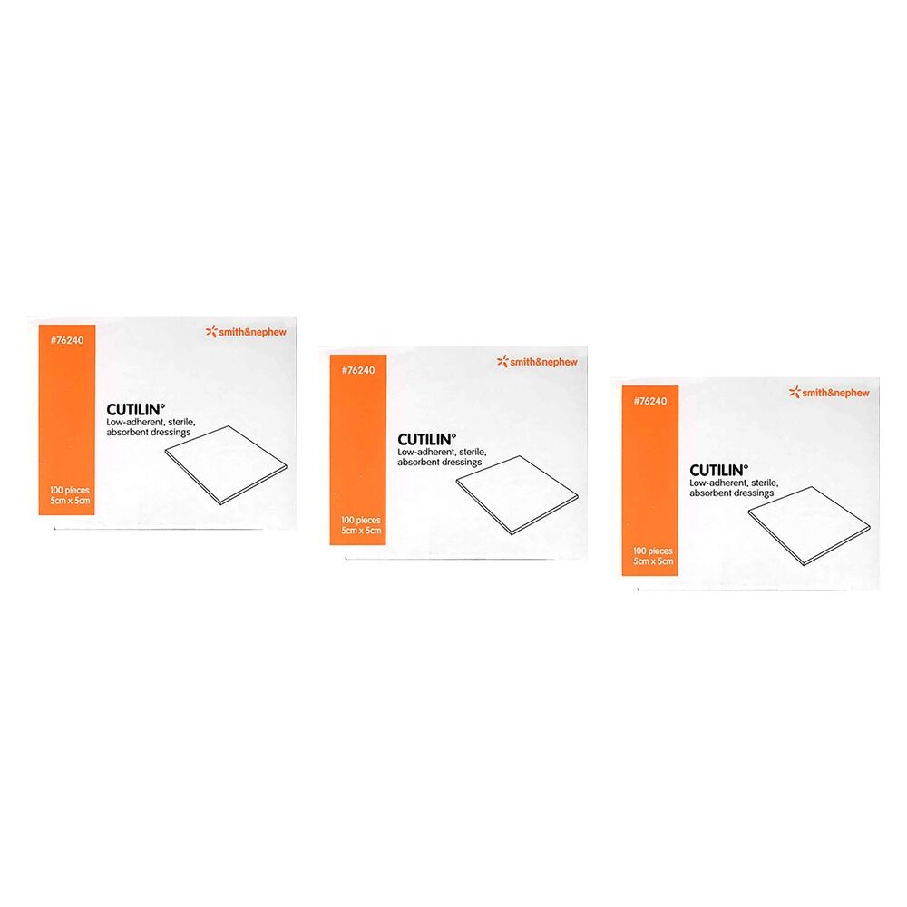Cutilin Low Adherent Wound Pad 5cm x 5cm 100 Pack Bundle of 3