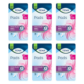 Tena Mini Plus Long Length Pads 12 Pack x 6 Bundle of 6