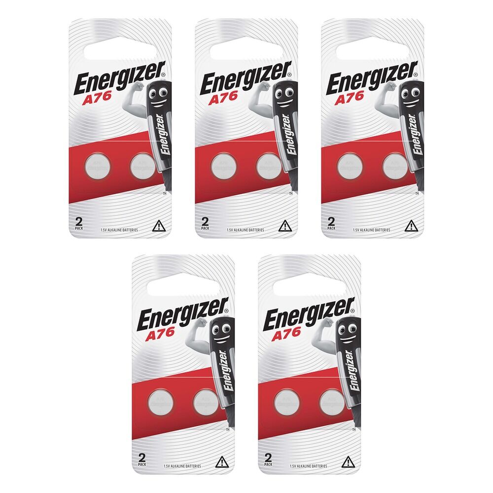 Energizer A76 Alkaline Button Batteries 2 Pack Bundle of 5