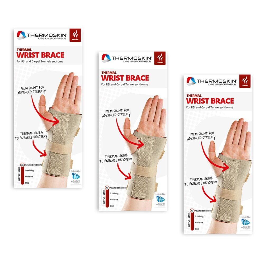 Thermoskin Thermal Wrist Brace Right Medium Beige Pack of 3