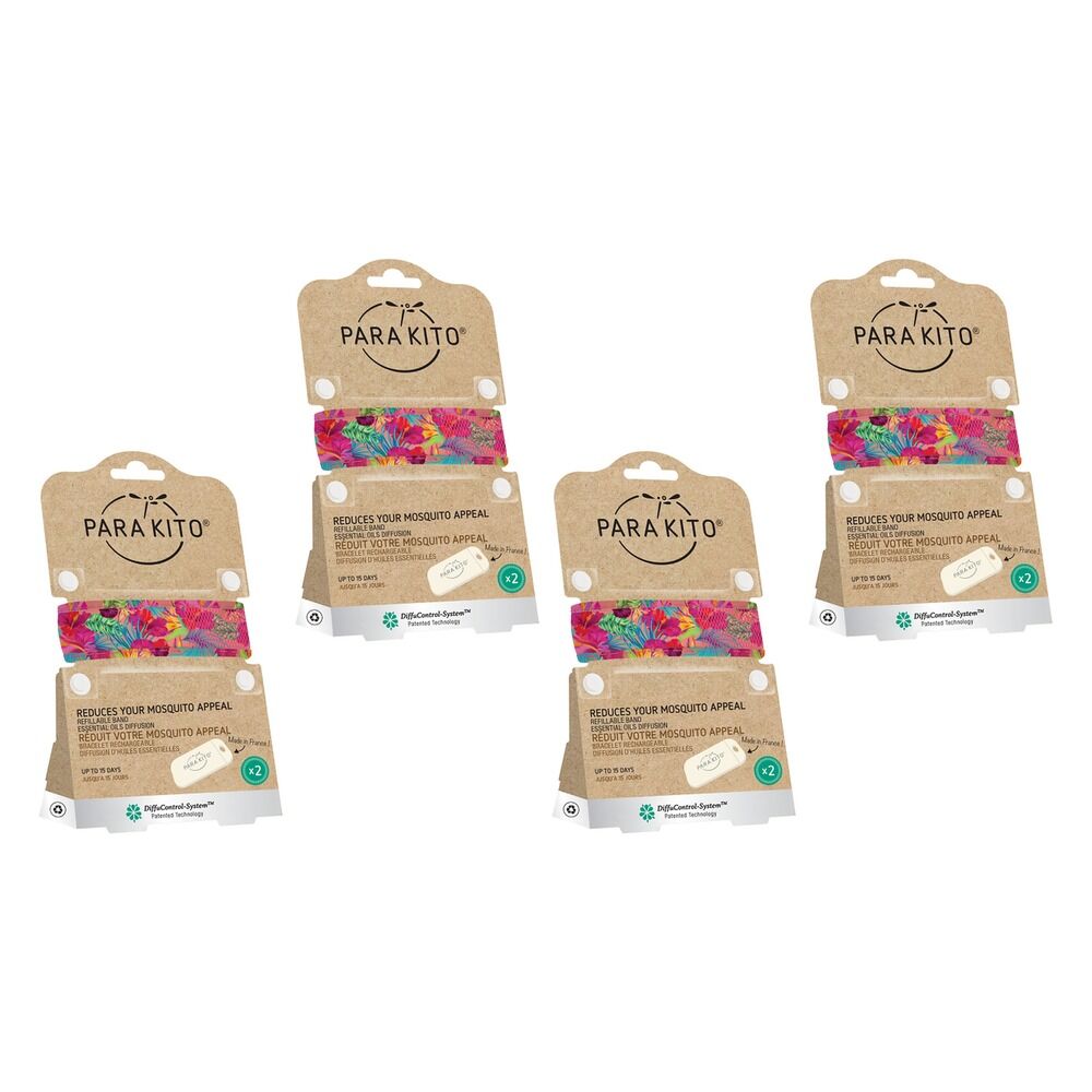 Para'Kito Mosquito Repellent Adult Wristband Summertime Pack of 4