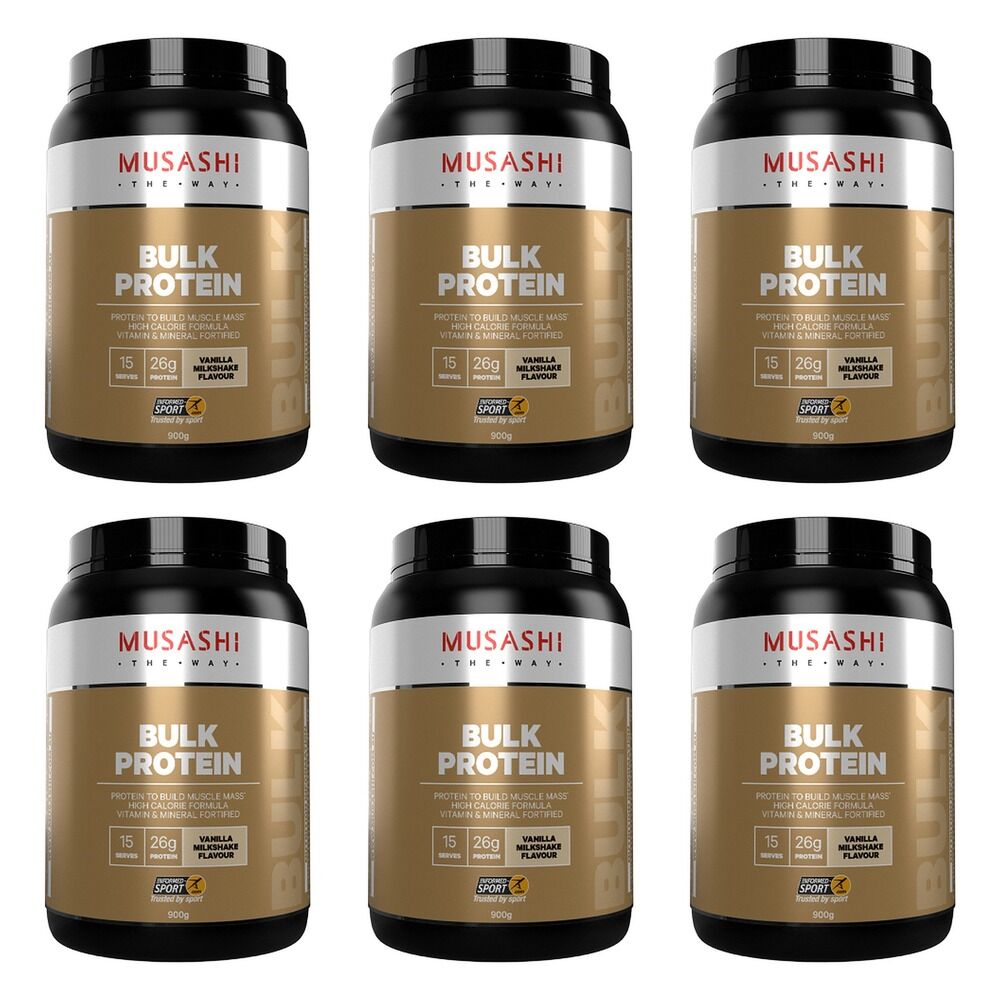 Musashi Bulk Protein Vanilla Milkshake 900g Pack of 6