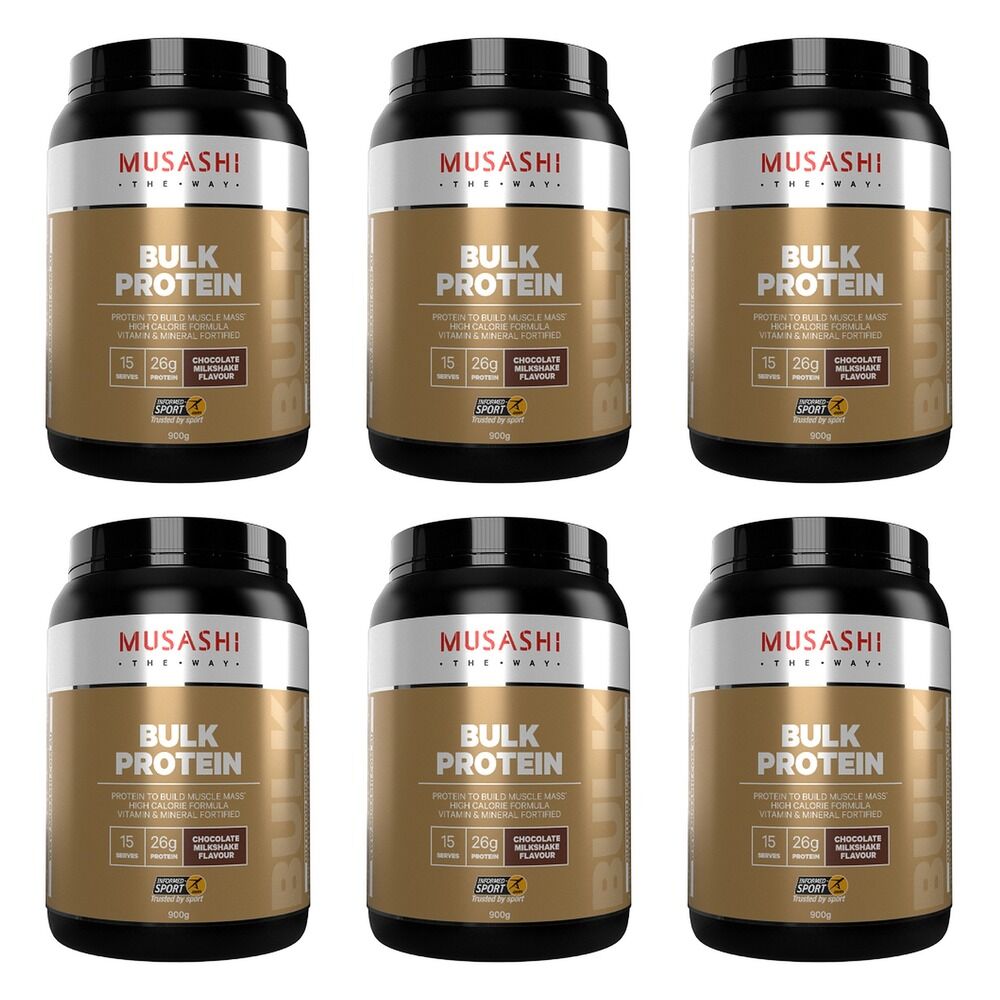 Musashi Bulk Protein Chocolate Milkshake 900g Pack of 6