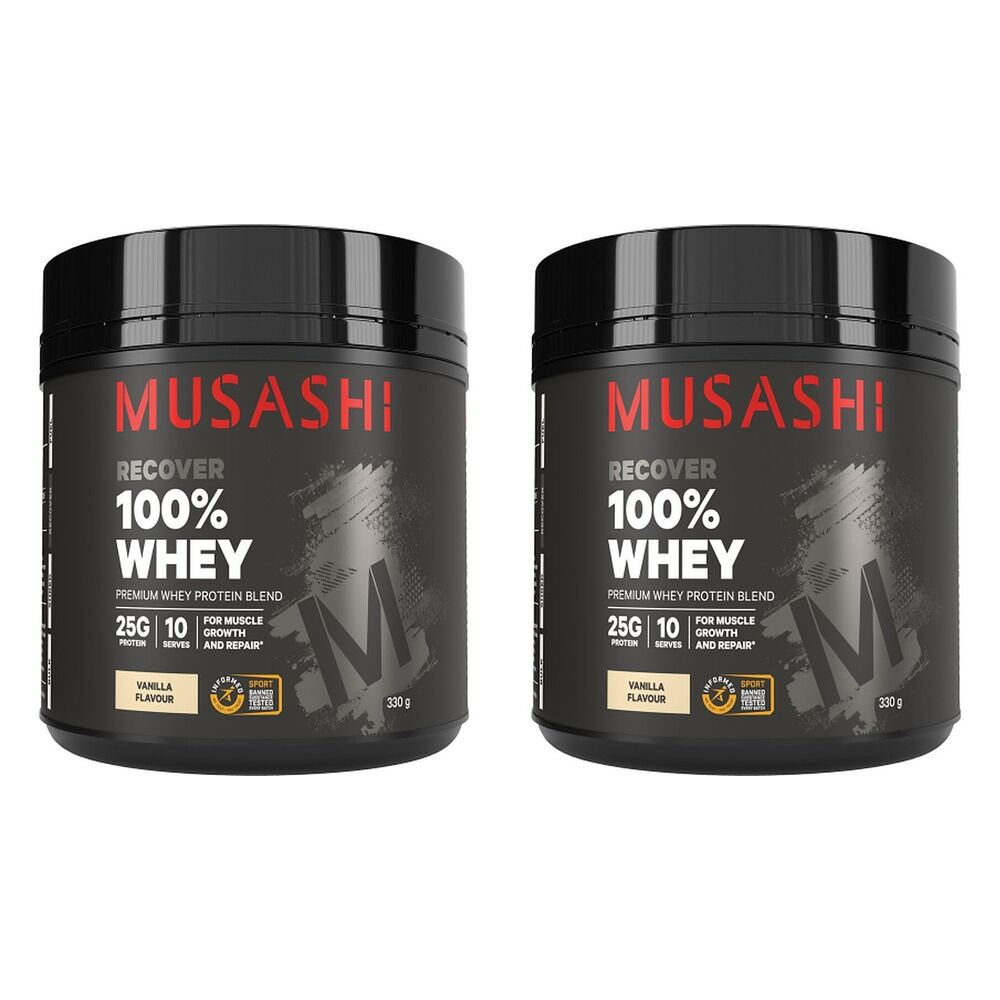 Musashi Recovery 100% Whey Vanilla 330g Pack of 2
