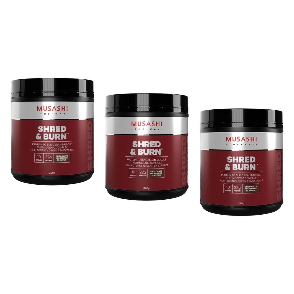 Musashi Shred & Burn Chocolate 340g Pack of 3