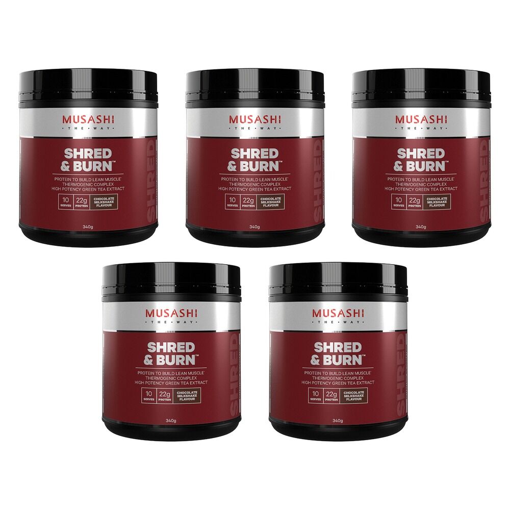 Musashi Shred & Burn Chocolate 340g Pack of 5