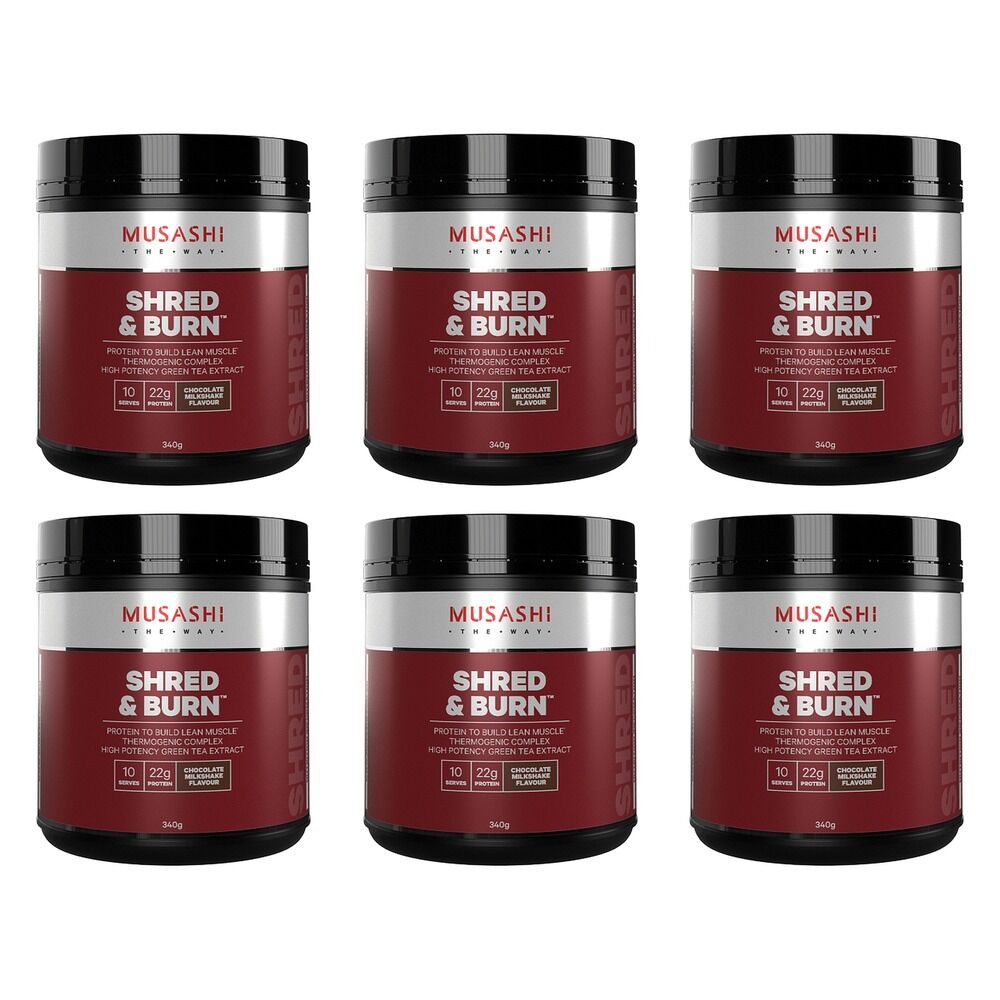Musashi Shred & Burn Chocolate 340g Pack of 6