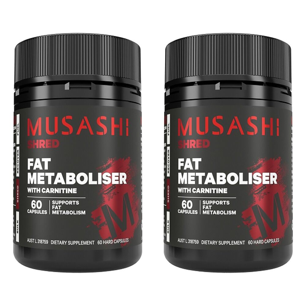 Musashi Shred Fat Metaboliser with Carnitine 60 Capsules Pack of 2