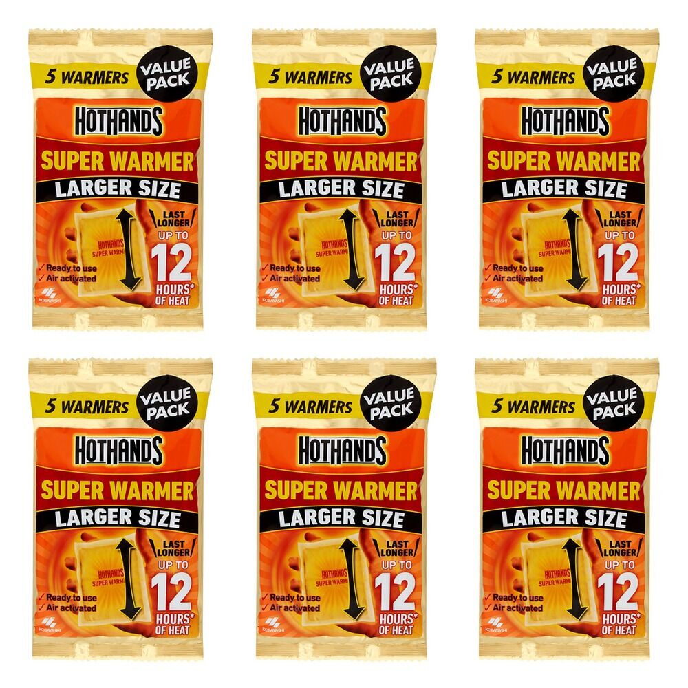 Hot Hands Super Hand & Body Warmer 5 Pack x 6 Bundle of 6