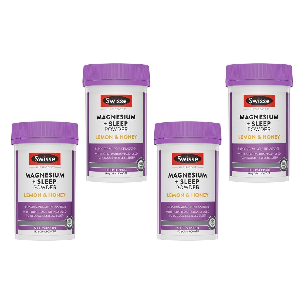 Swisse Ultiboost Magnesium + Sleep Powder Lemon & Honey 180g Pack of 4