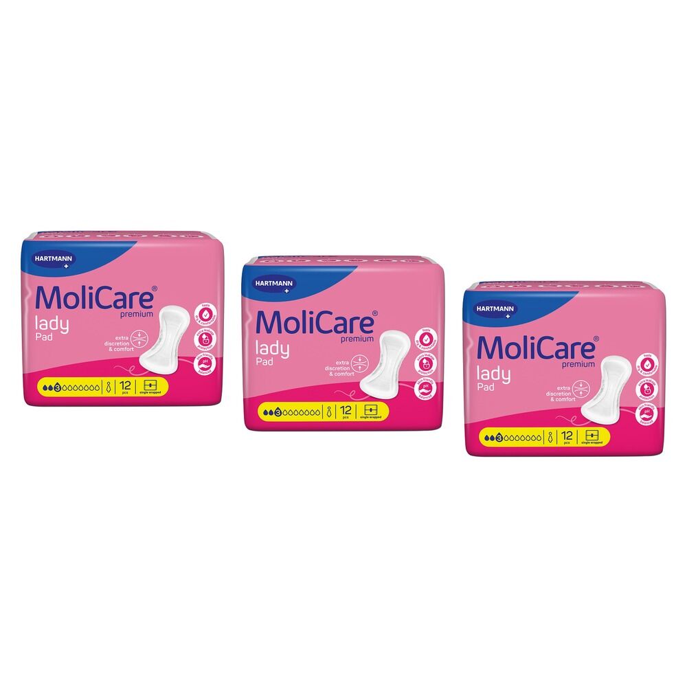 MoliCare Premium Lady Pad 3 Drops 12 Pack x 12 Bundle of 3