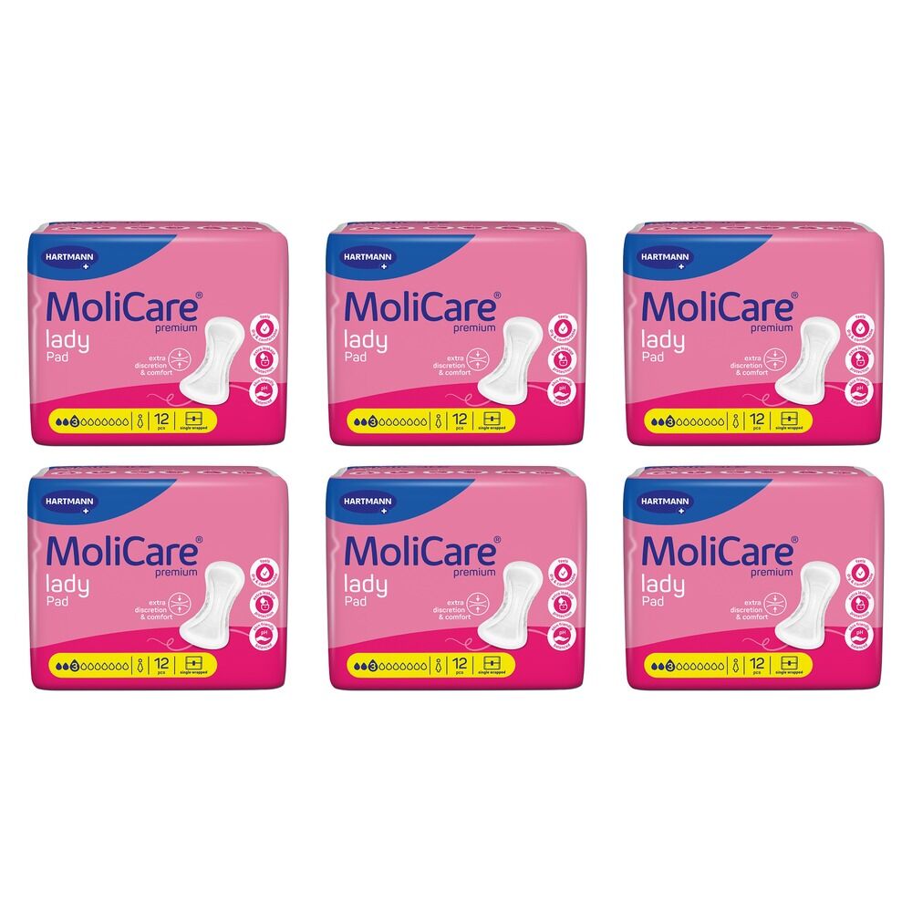 MoliCare Premium Lady Pad 3 Drops 12 Pack x 12 Bundle of 6