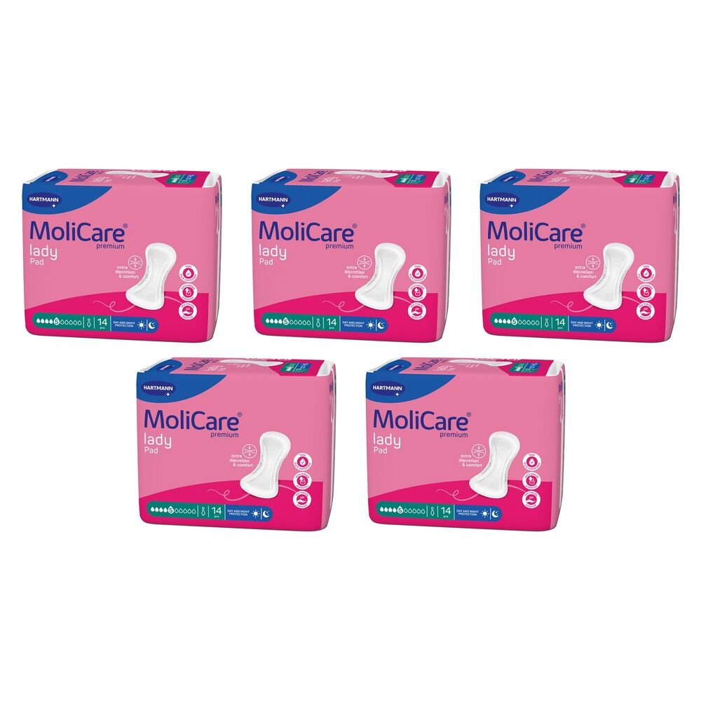 MoliCare Premium Lady Pad 5 Drops Night Time 14 Pack x 12 Bundle of 5