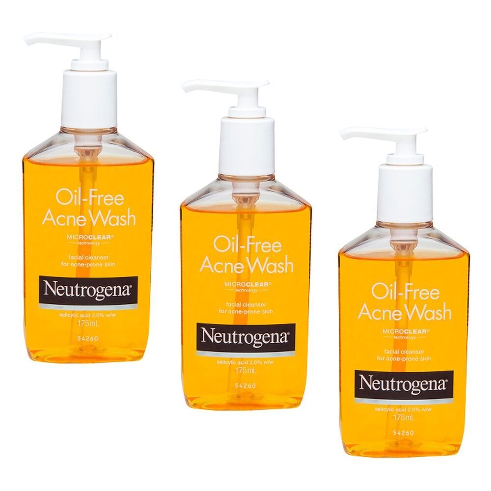 Neutrogena Oil Free Acne Wash Face Cleanser 175mL Pack of 3