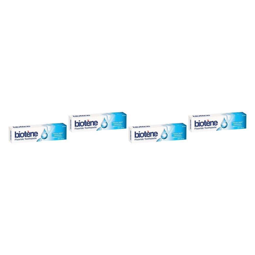 Biotene Dry Mouth Relief Fluoride Toothpaste Fresh Mint Original 120g Pack of 4