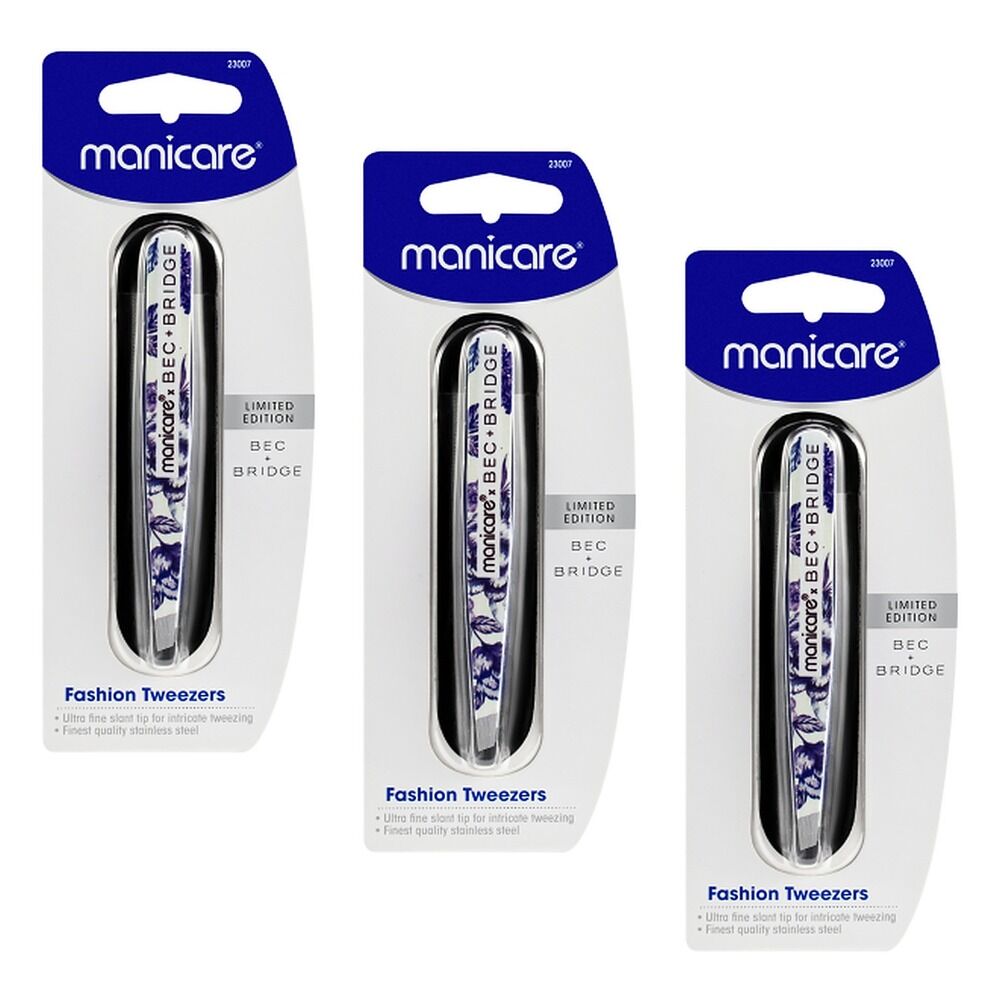 Manicare Fashion Tweezers Slant Tip Pack of 3