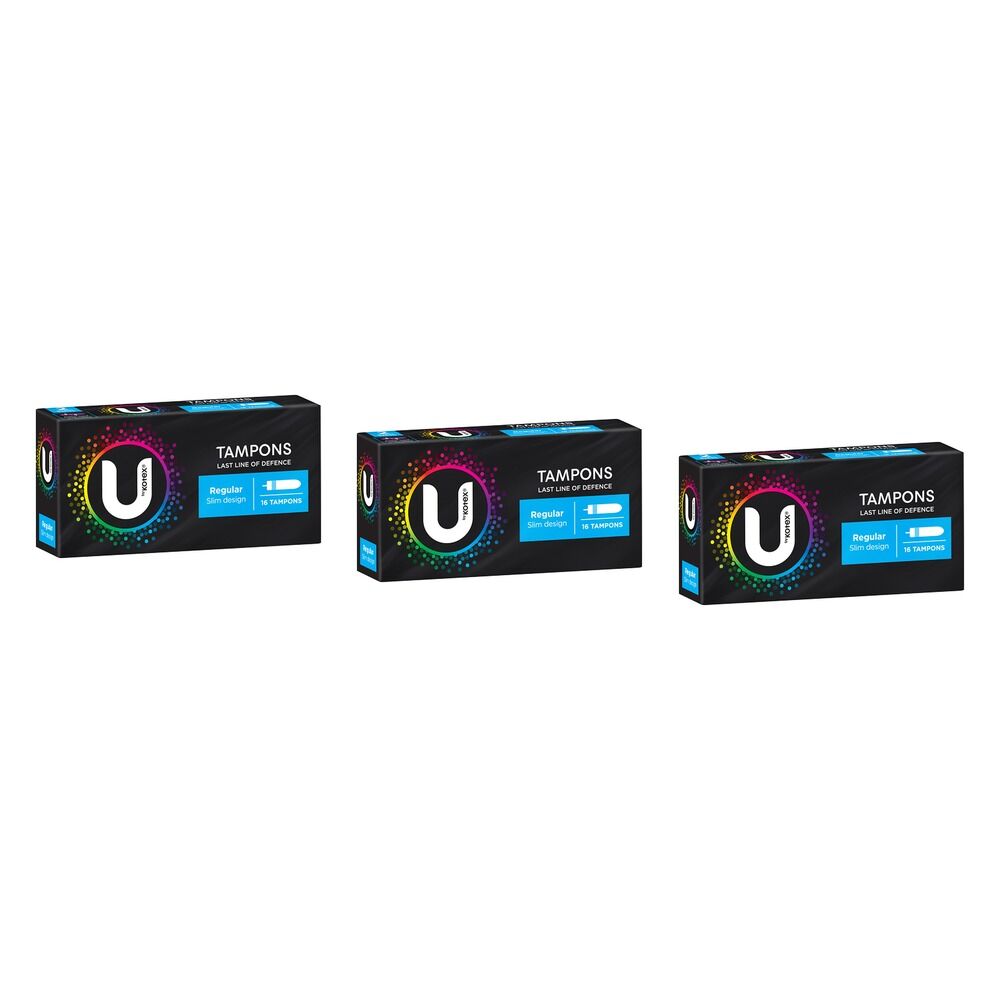 U By Kotex Slim Tampons Regular 16 Pack x 12 Bundle of 3