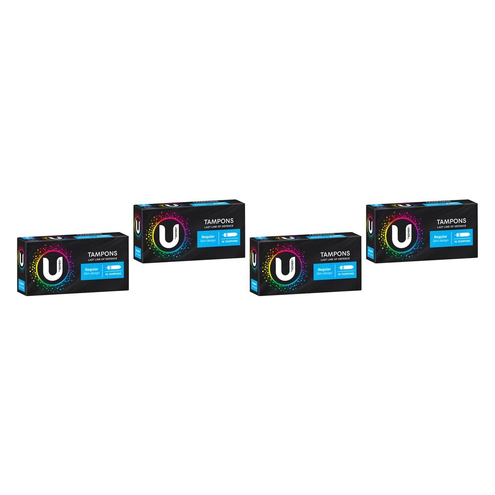 U By Kotex Slim Tampons Regular 16 Pack x 12 Bundle of 4
