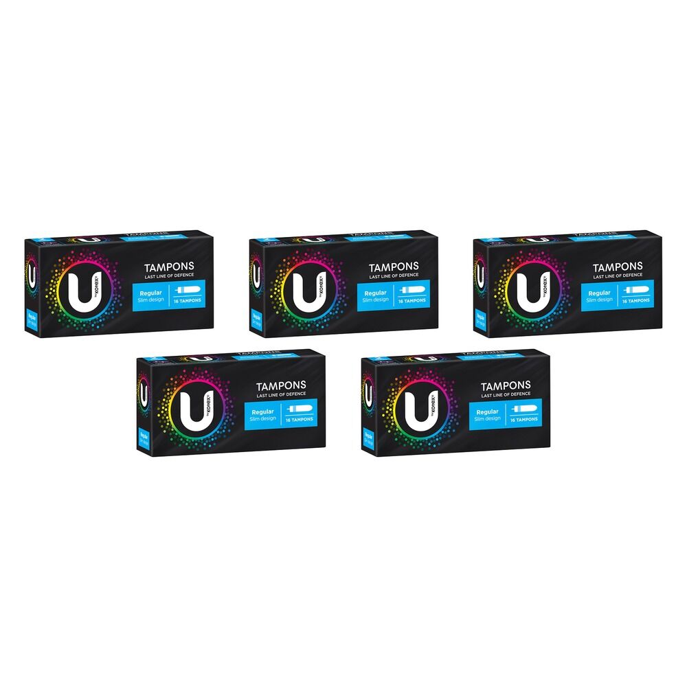 U By Kotex Slim Tampons Regular 16 Pack x 12 Bundle of 5