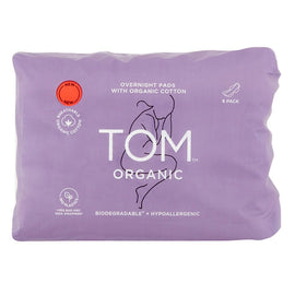 TOM Organic Overnight Pads with Wings 8 Pack