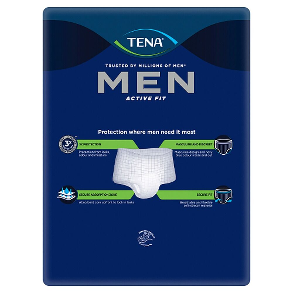 Tena Men Active Fit Pants Plus Blue L/XL 8 Pack x 2