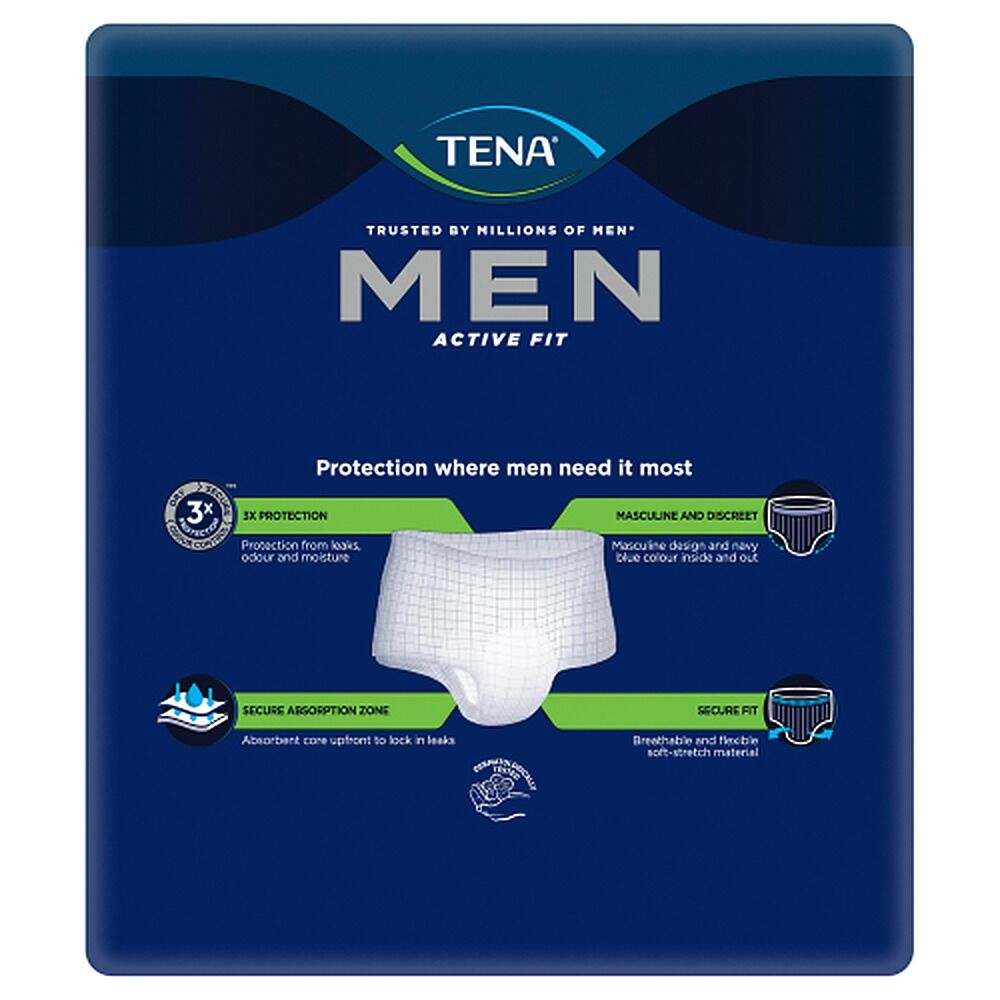 Tena Men Active Fit Pants Plus Blue S/M 9 Pack x 2