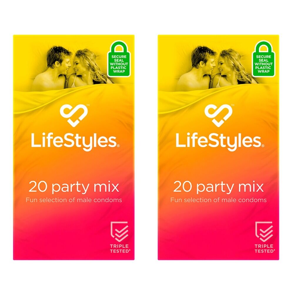 LifeStyles Party Mix Condoms 20 Pack x 3 Bundle of 2