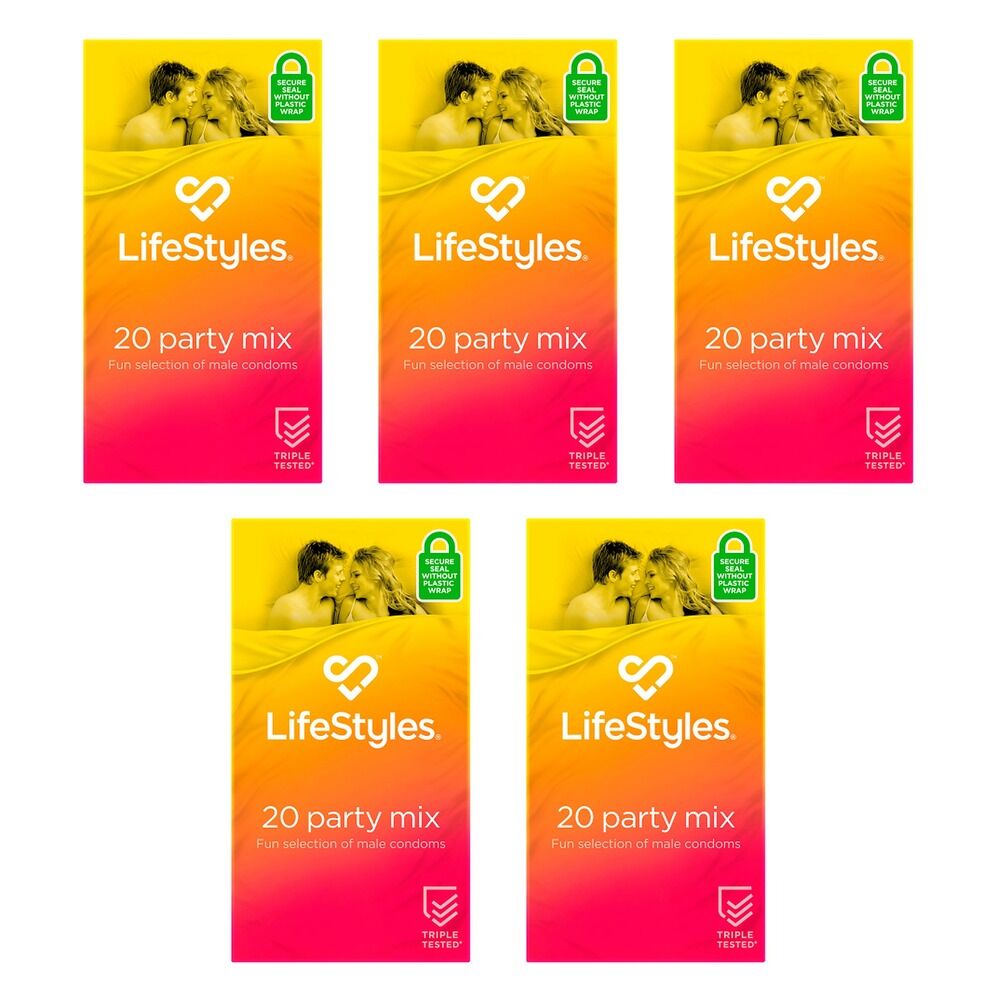 LifeStyles Party Mix Condoms 20 Pack x 3 Bundle of 5