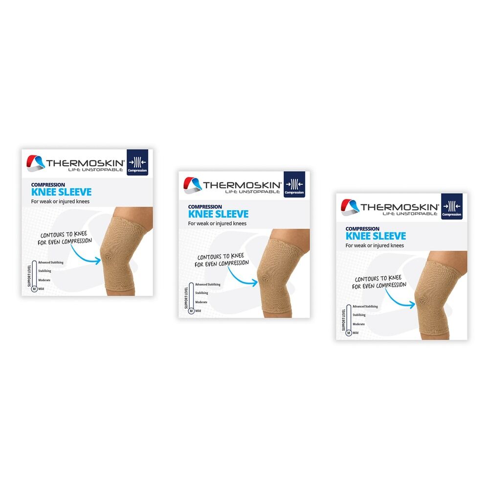 Thermoskin Compression Knee Sleeve Small Beige Pack of 3
