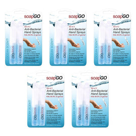 soap2GO Anti-Bacterial Hand Sanitiser Spray 5mL 2 Pack Bundle of 5