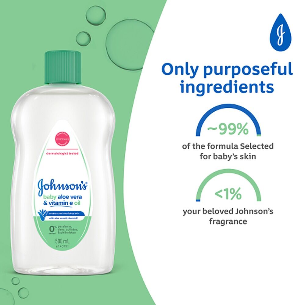 Johnson's Baby Aloe Vera & Vitamin E Oil 500mL