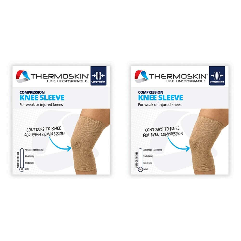 Thermoskin Compression Knee Sleeve Large Beige Pack of 2