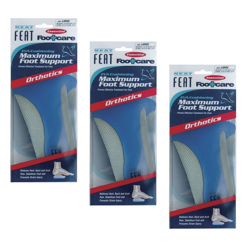 Neat Feat Max Foot Support Insoles Large Pack of 3