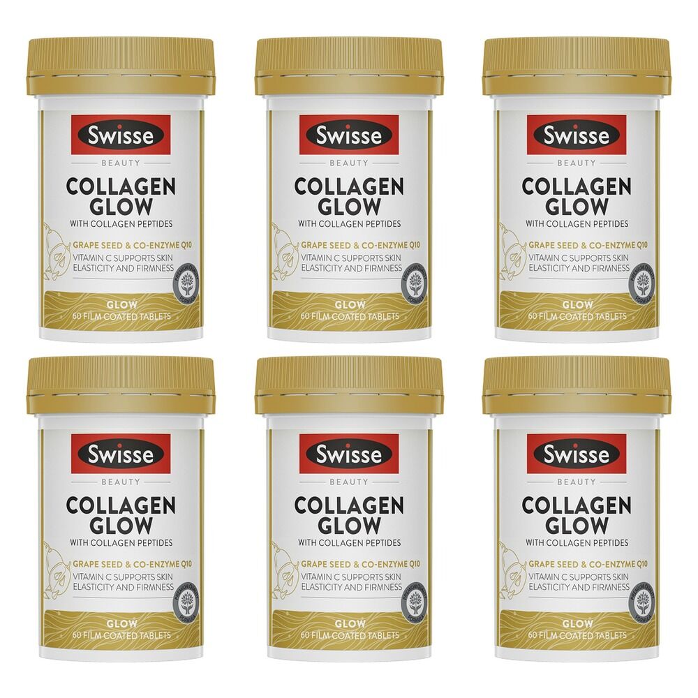 Swisse Beauty Collagen Glow with Collagen Peptides 60 Tablets Pack of 6