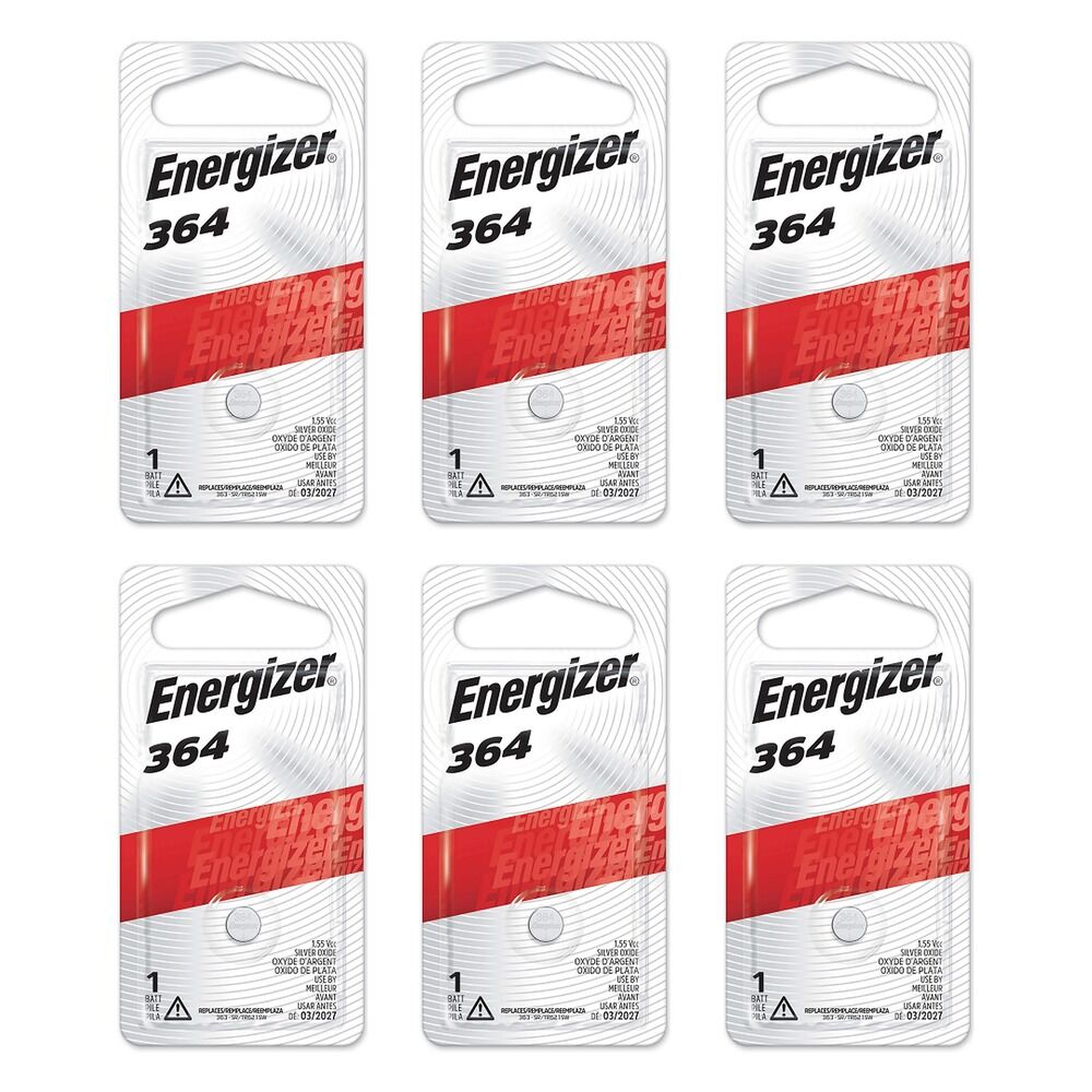 Energizer 364 Silver Oxide Watch Battery Pack of 6