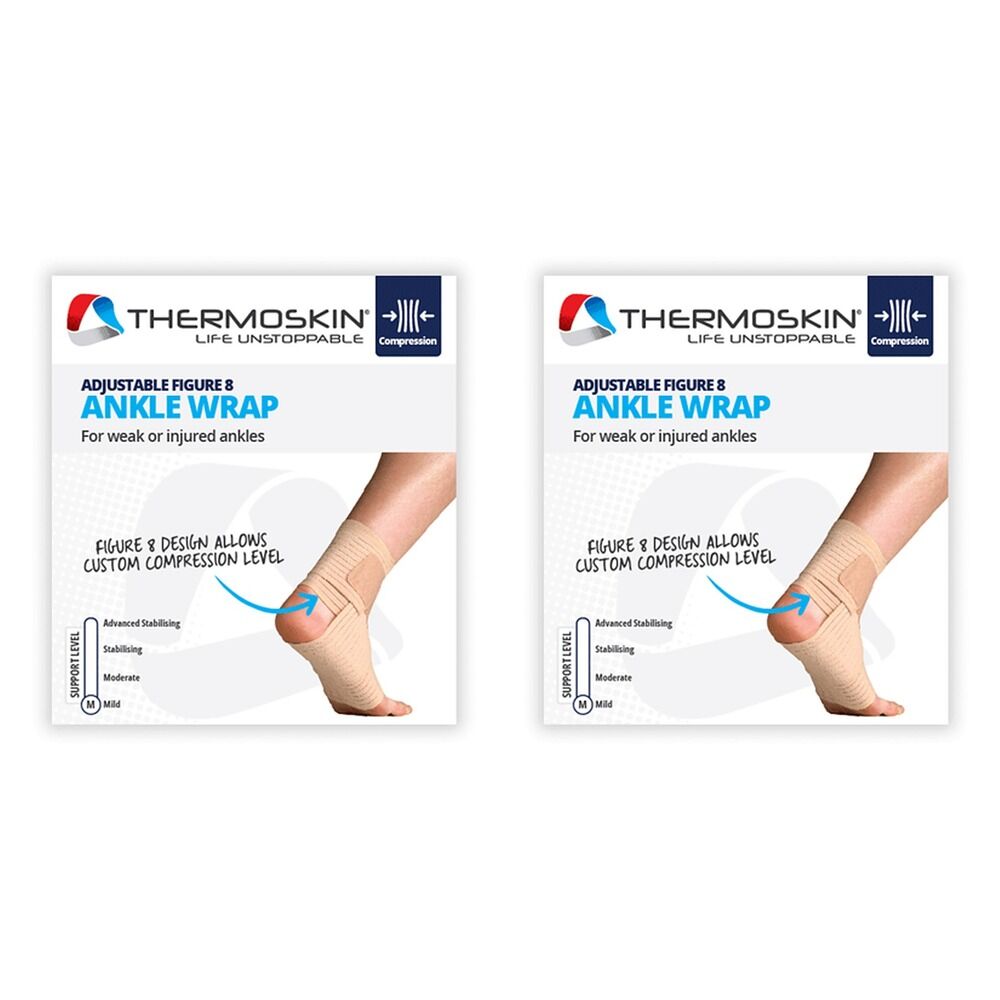 Thermoskin Adjustable Figure 8 Ankle Wrap S/M Beige Pack of 2