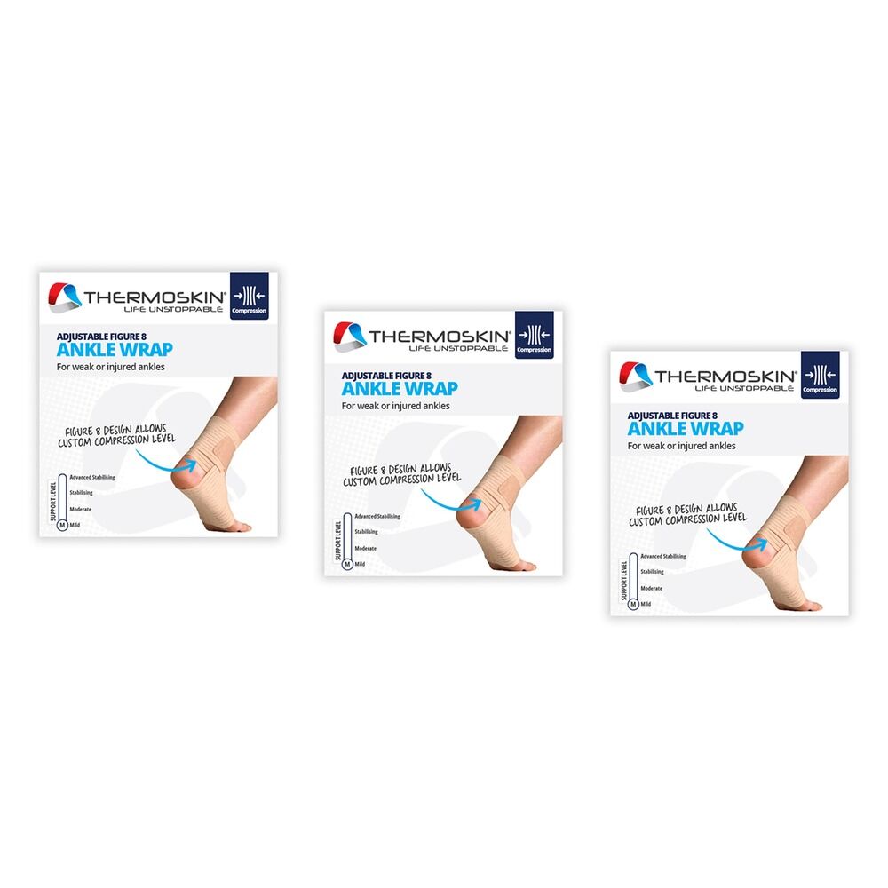 Thermoskin Adjustable Figure 8 Ankle Wrap S/M Beige Pack of 3