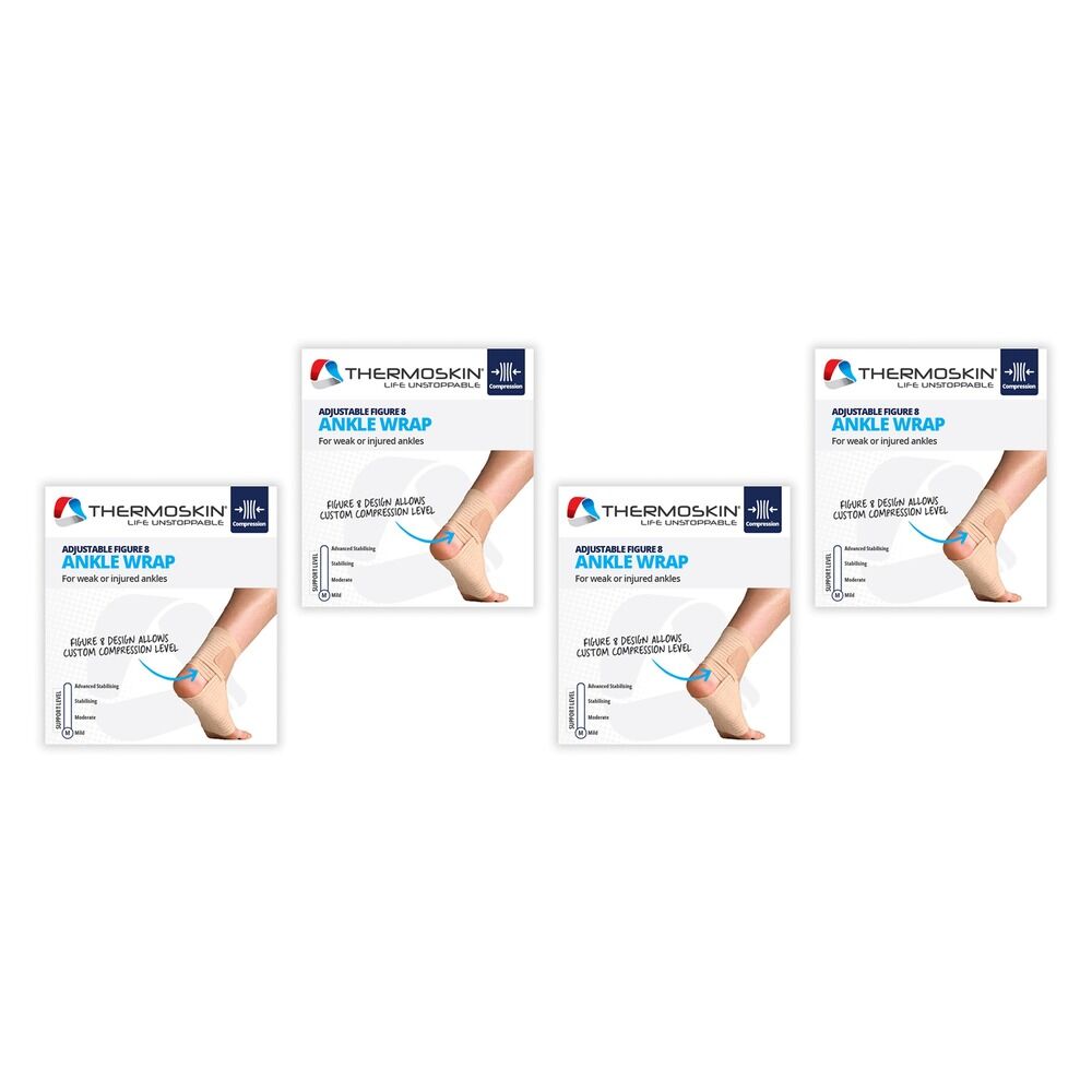 Thermoskin Adjustable Figure 8 Ankle Wrap S/M Beige Pack of 4