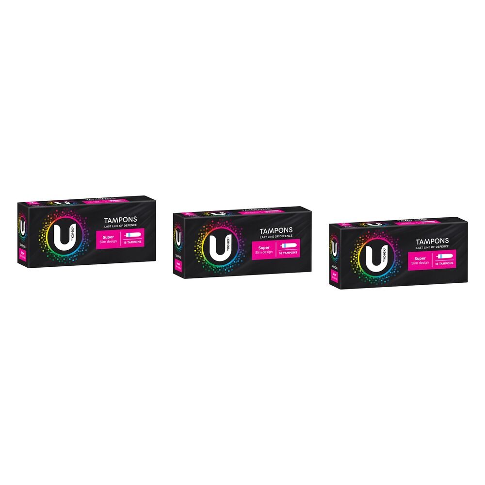 U By Kotex Slim Tampons Super 16 Pack x 12 Bundle of 3