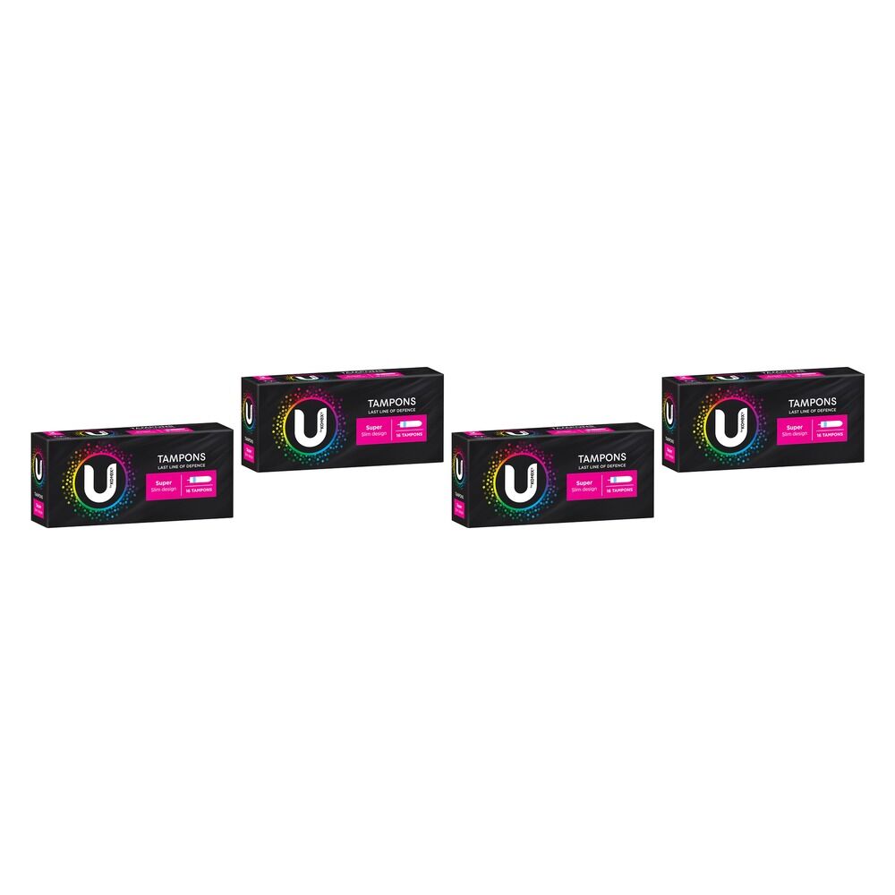 U By Kotex Slim Tampons Super 16 Pack x 12 Bundle of 4