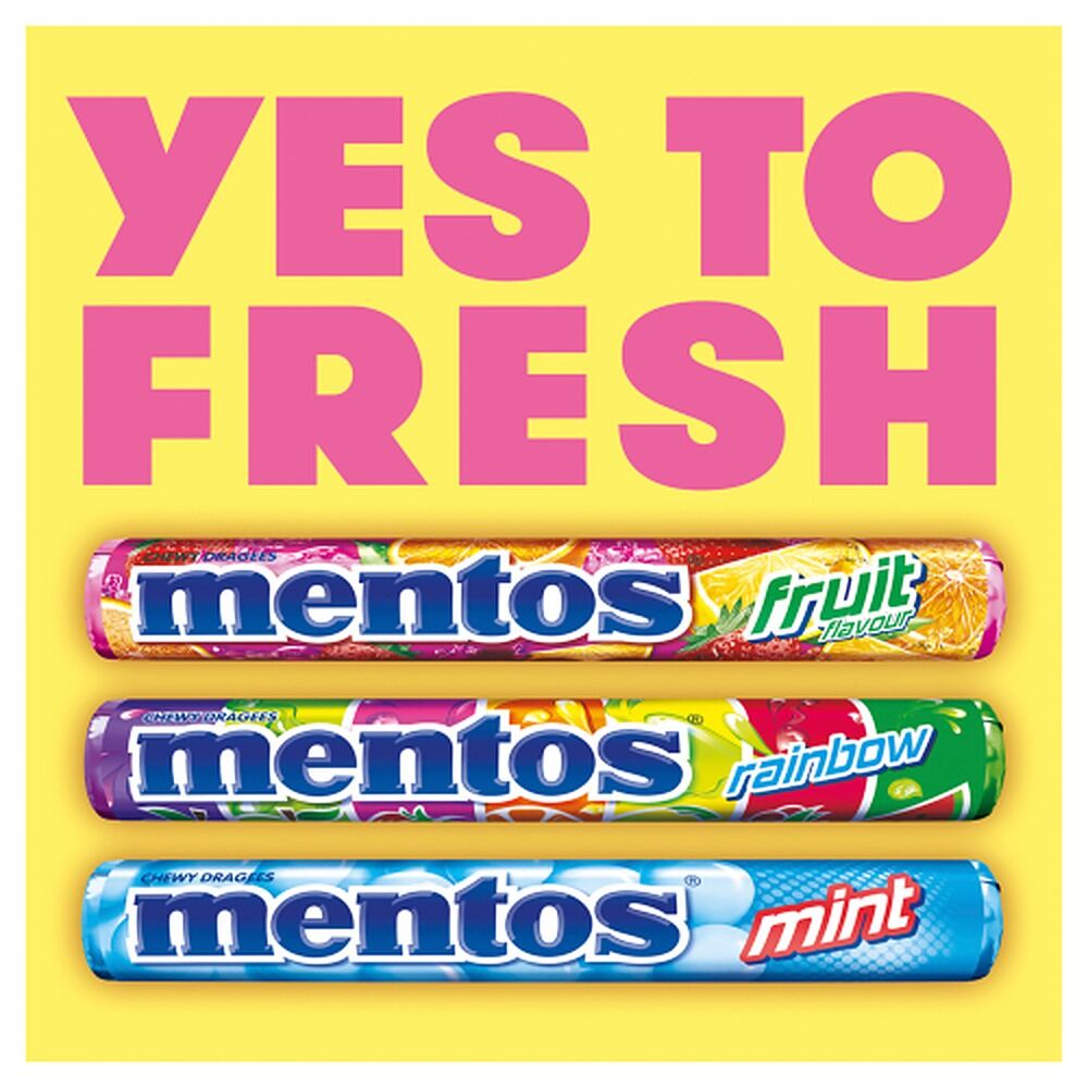 Mentos Rainbow Roll Assorted Fruit Flavours 14 Pack x 40