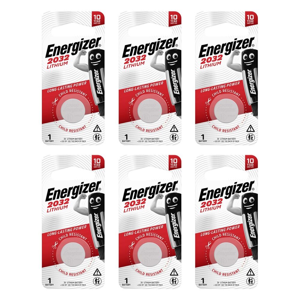 Energizer ECR2032 Lithium Coin Battery Pack of 6