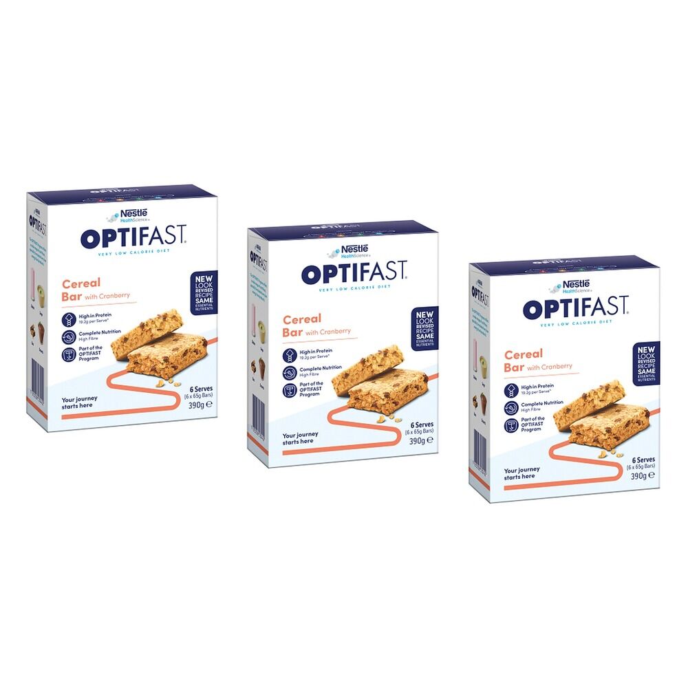 Optifast VLCD Bar Cereal Flavour 65g 6 Pack Bundle of 3
