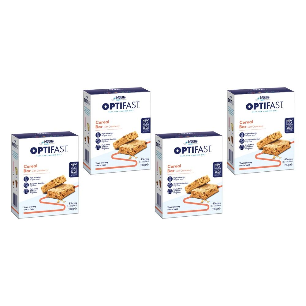 Optifast VLCD Bar Cereal Flavour 65g 6 Pack Bundle of 4
