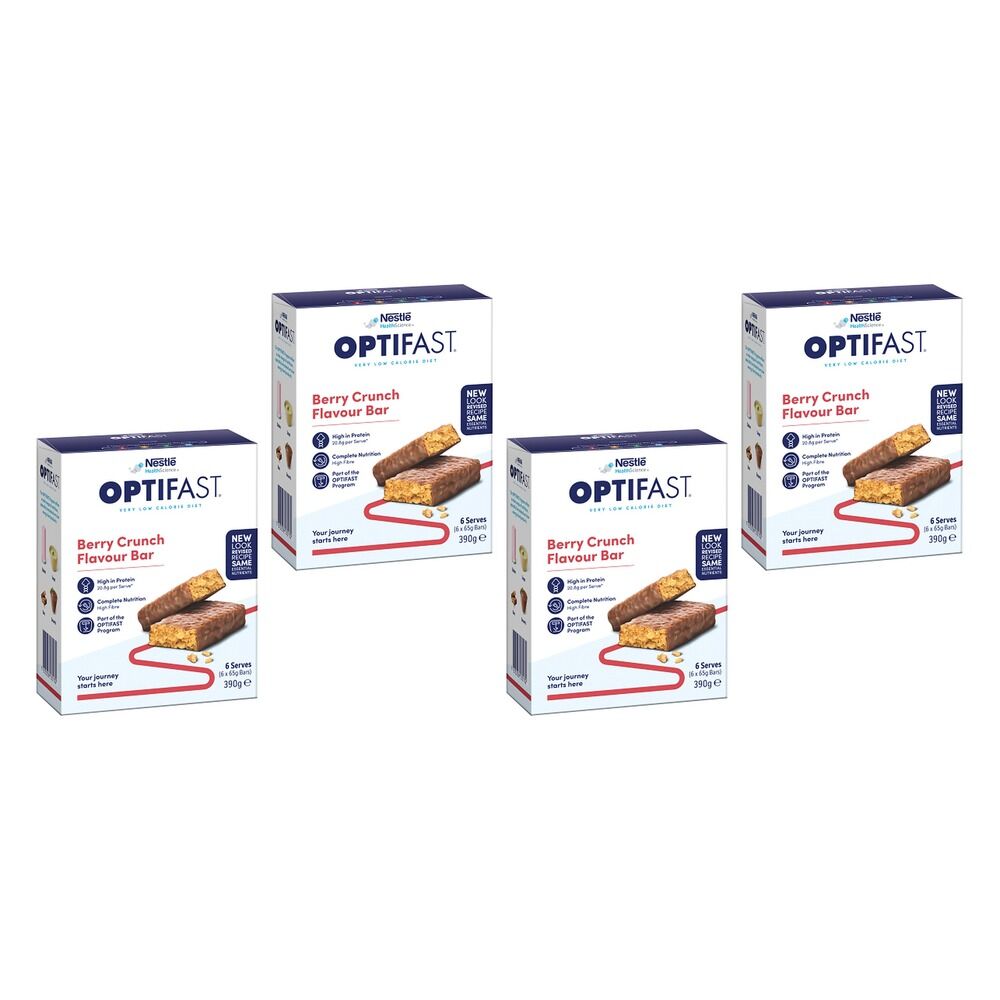 Optifast VLCD Bar Berry Crunch Flavour 6 x 65g Pack of 4