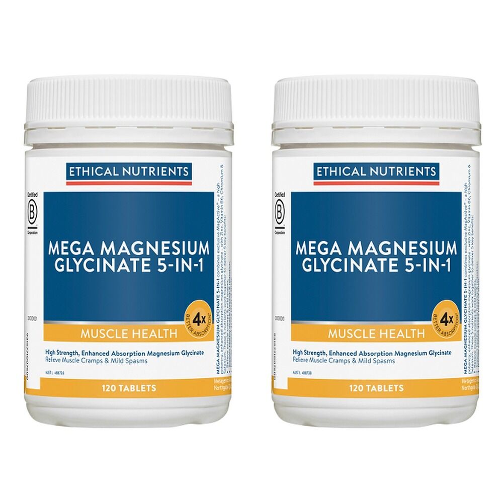 Ethical Nutrients Mega Magnesium Glycinate 5-in-1 120 Tablets Pack of 2