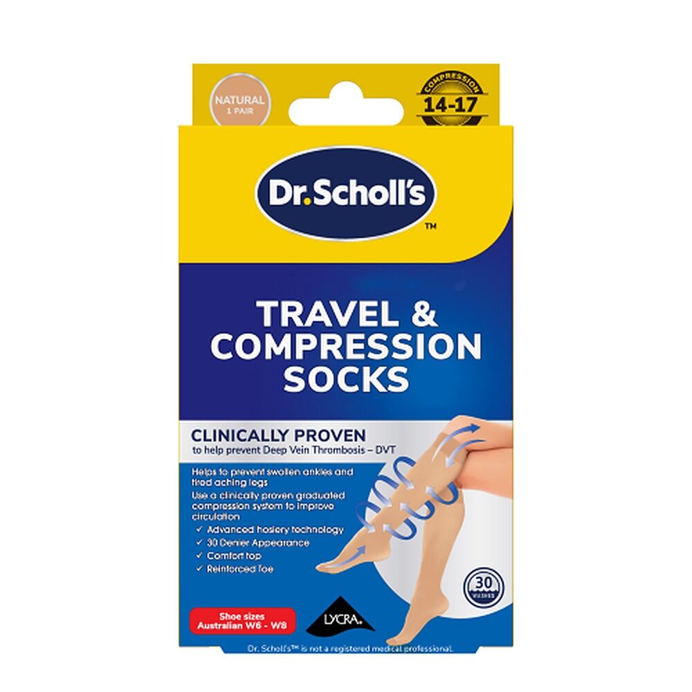 Scholl Travel & Compression Socks Natural Size 6-8