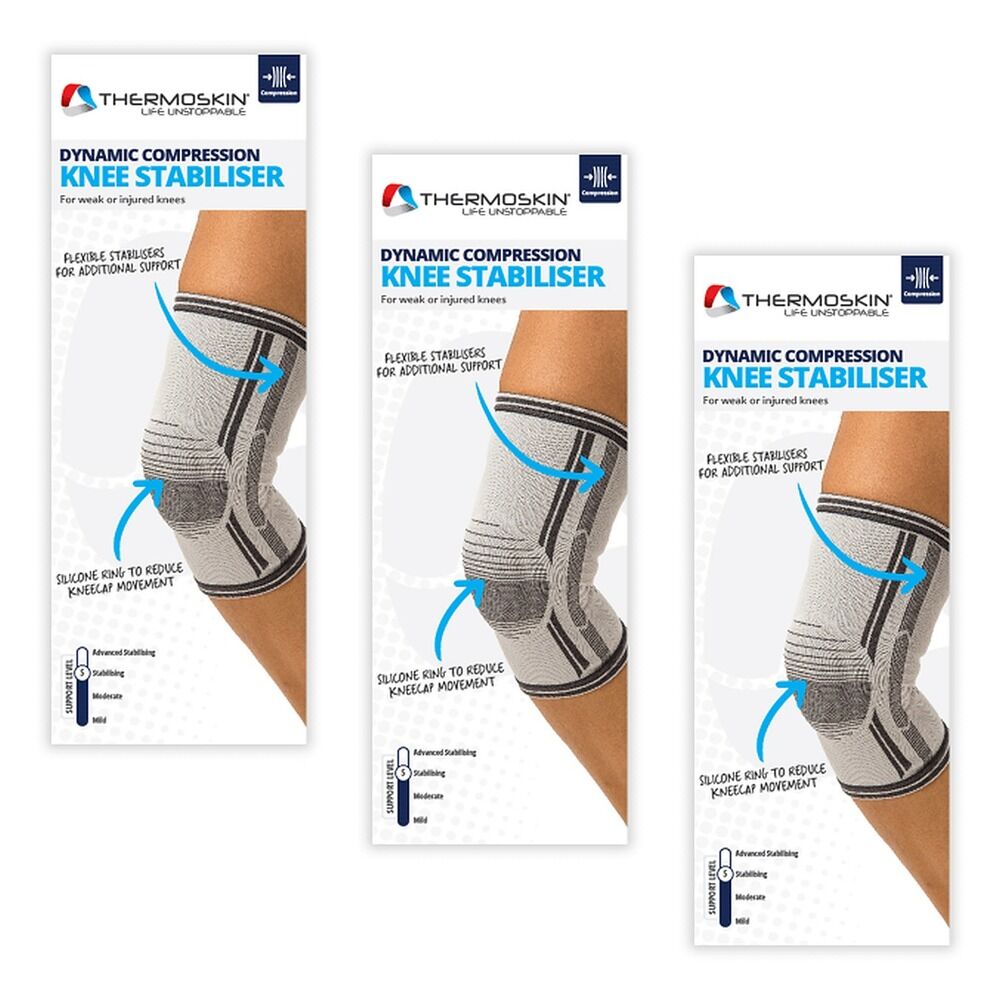Thermoskin Dynamic Compression Knee Stabiliser Medium Grey Pack of 3