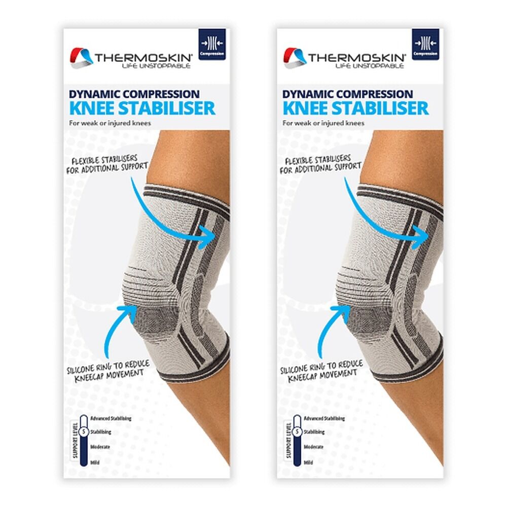 Thermoskin Dynamic Compression Knee Stabiliser Large Grey Pack of 2